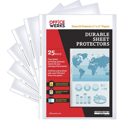 Buy 11 x 17 Sheet Protectors, Portrait View,25 Pack, Top Loading ...