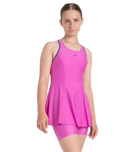 Buy Speedo Girl's Endura Brite Racerback Swimdress With Boyleg - Neon ...