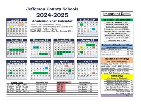 Jefferson County School District Calendar 2024-2025 [JCPS]