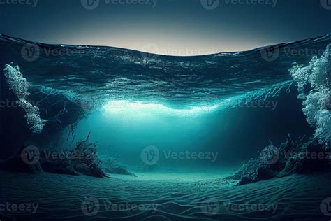 illustration of Ocean depth. Underwater empty landscape, ocean bottom, sea wave 22698553 Stock ...