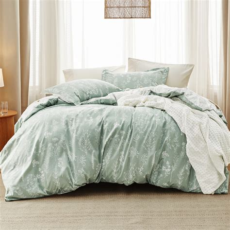 BEDSURE Queen Comforter Set - Sage Green Comforter Cute Floral Bedding ...