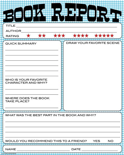 Printable Book Report Template