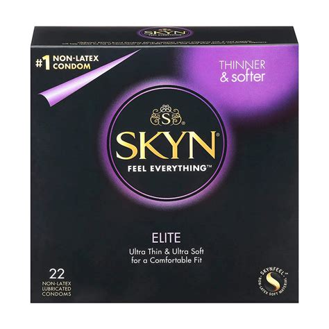 Skyn Elite Non Latex Ultra Thin, Lubricated Latex Free Condoms, 22 Ct