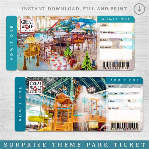 Digital Great Wolf Lodge Surprise Trip Gift Ticket, Amusement Park ...