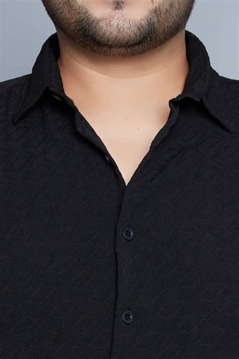 Buy Stylish Inky Intrigue Black Crochet Shirt For Men Online – Bevdaas