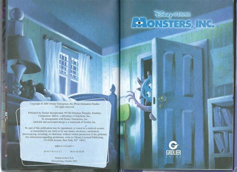 MONSTERS INC by Walt Disney- Pixar: Very Good Hardcover (2001) 1st Edition | ODDS & ENDS BOOKS