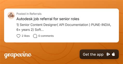 Autodesk job referral for senior roles - Grapevine