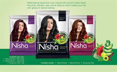 Buy Nisha Hair Color Dye Henna Based Natural Hair Color Powder Without ...