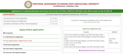 Telangana BSc Agriculture, BFSc, BVSc & AH Admission 2024: Merit List ...