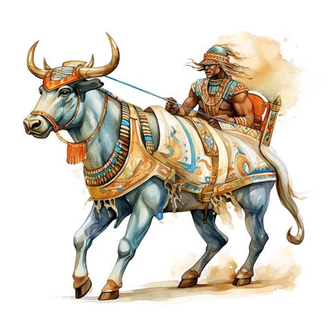 Premium AI Image | Ancient Egypt oxen pulling wagon