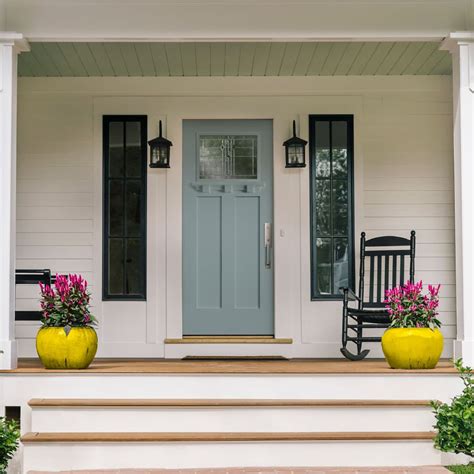 Fiberglass Craftsman Style Front Door With Sidelights And Transom ...