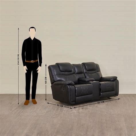 Buy Hazel Black Textured Pine Wood 2-Seater Manual Recliner - 197cm ...