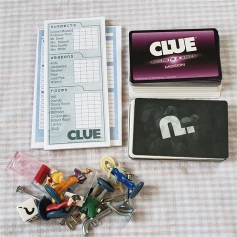 Assorted Clue Game Pieces - Suspect Cards Clue Weapons Game Tokens ...