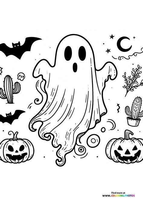 Halloween Ghost Colouring Pages
