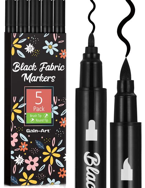 Amazon.com: Gain-Art Black Fabric Markers - Dual-Tip Fabric Markers ...