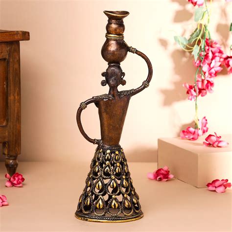 Brass Dhokra Tribal Lady Showpiece (15.5 Inch) – Vedansh Craft