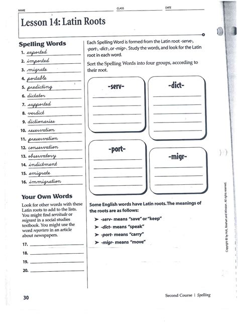 Latin Root Words Worksheet - Printable And Enjoyable Learning