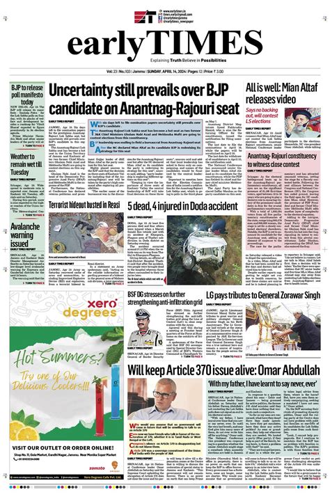 Early Times: Leading Newspaper Jammu Kashmir, Latest News about Jammu ...
