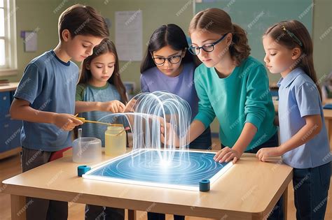 Premium Photo | Craft an illustration of students conducting experiments on the behavior of ...
