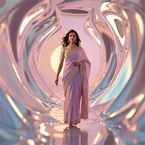 Festive Pastel Saree Mirror Wave Collage | Indian Girl Reflection ...