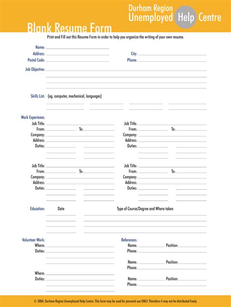 Image result for CV Form to Fill In
