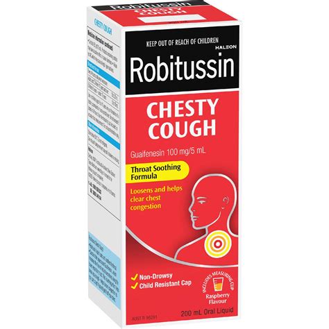 Robitussin Chesty Cough Oral Liquid For Chest Congestion Raspberry 200ml | Woolworths
