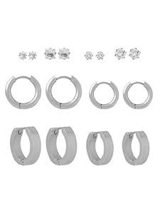 Buy Yellow Chimes Earrings Set for Men | Stainless Steel Stone Studded ...