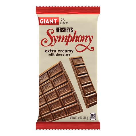 Hershey's Symphony Milk Chocolate Giant Candy, Bar 7.37 oz, 25 Pieces ...