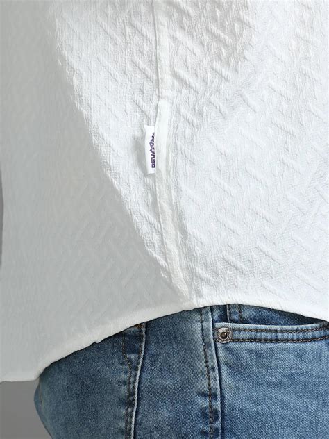 Shop Charm White Drop Shoulder Crochet Shirt Mens Online – Bevdaas