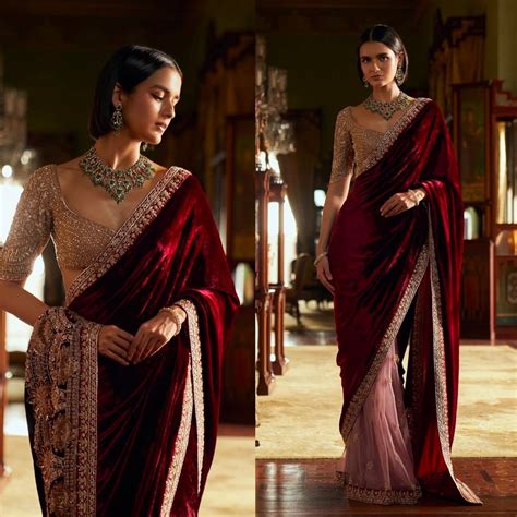 Wedding Bridal 9000 velvet + net saree with sequins Saree – Saanju Fashion