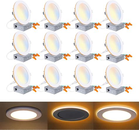 hykolity 6 Inch 5CCT Ultra Thin LED Recessed Ceiling Light with Night ...
