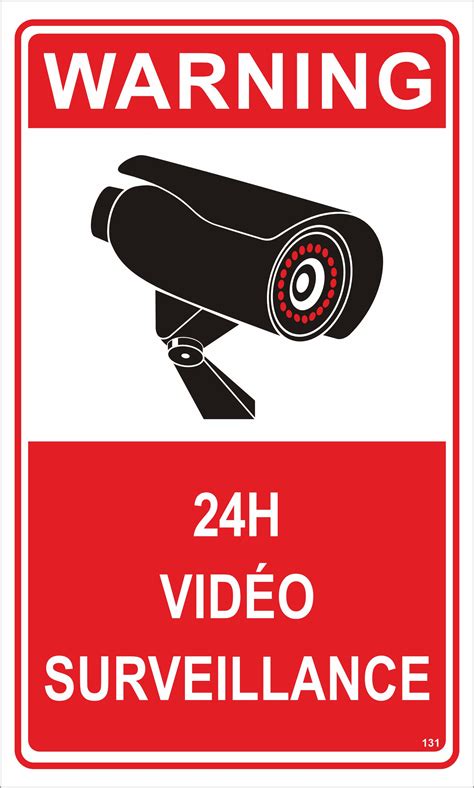 WARNING 24H VIDÉO SURVEILLANCE 250 x 150 mm Panneau de danger indicateur et d'interdiction PST ...
