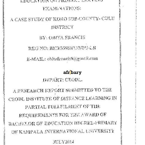 The Effects Of Universal Primary Education On Primary Leaving ...