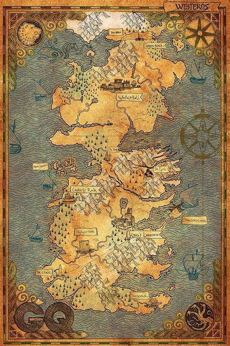 Midnight Works House of the Dragon Westeros Map Poster 12 x 18 inch 300 ...