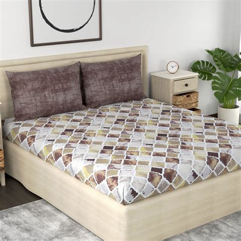 Huesland by Ahmedabad Cotton 210 TC Premium Cotton Bedsheet for Double ...