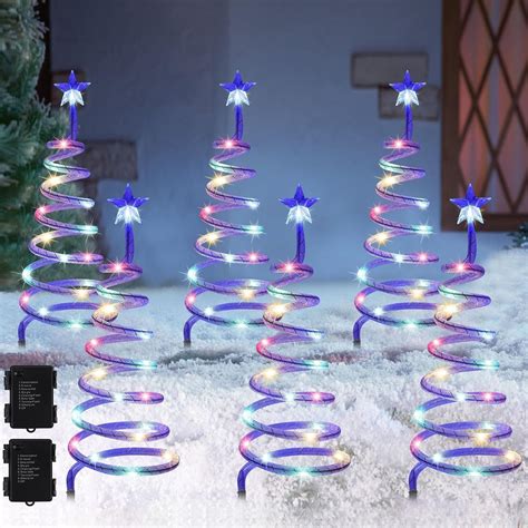 Amazon.com : Juegoal Lighted Spiral Christmas Trees 2 x 3 Pcs, 15 ...