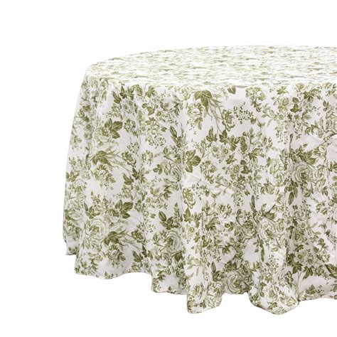 French Toile 120" Round Tablecloth - Olive Green - CV Linens™