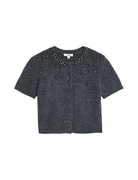 Buy Embellished Cropped Cardigan at Marks & Spencer
