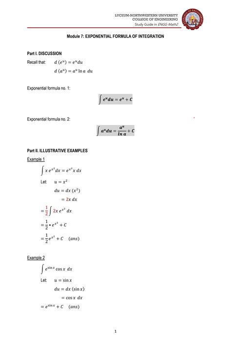 Image result for Complex Exponential Integral Formulas