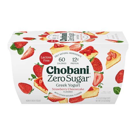 Chobani Zero Sugar Non-Fat Greek Yogurt Strawberry Cheesecake 5.3 oz ...