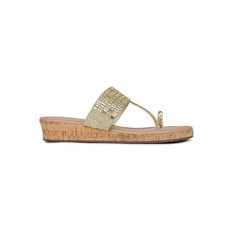 Buy Inc.5 Womens Golden Solid Open Toe Party Wear Wedge Heels Online