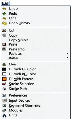 Image result for GIMP Menu