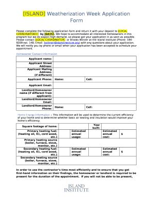 ISLAND Weatherization Week Application Doc Template | pdfFiller
