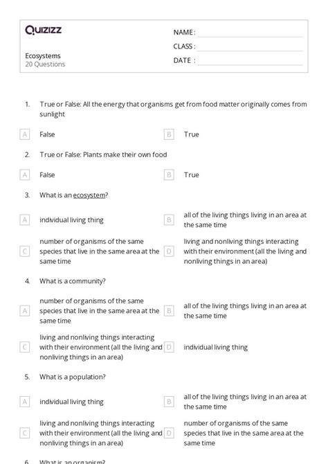 50+ ecosystems worksheets for 12th Class on Quizizz | Free & Printable