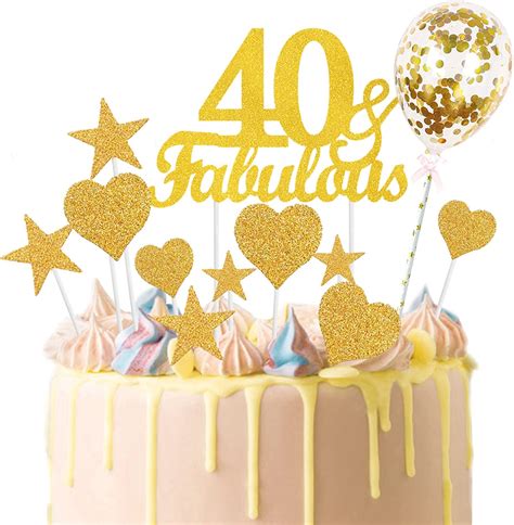 Buy onehous 40 & Fabulous Cake Toppers, 40 and Fabulous Birthday Cake ...