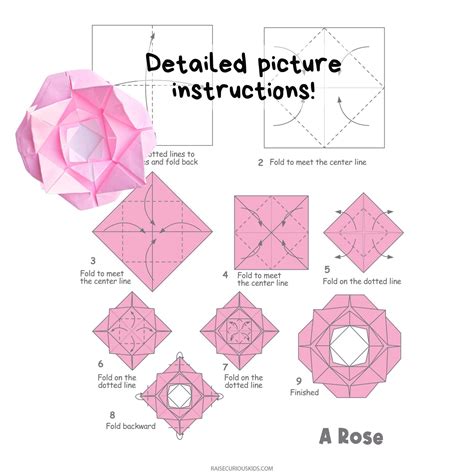 Flower Origami Printable Instructions- Origami for Kids- Easy Flower ...