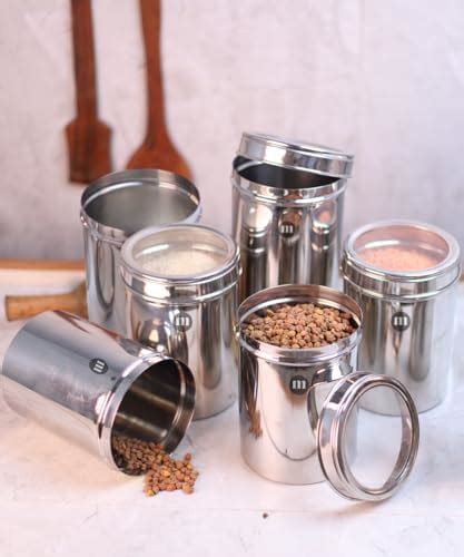 Femora Kitchen Storage Jars Steel Body With See Through Bottom Jar, 350 ...