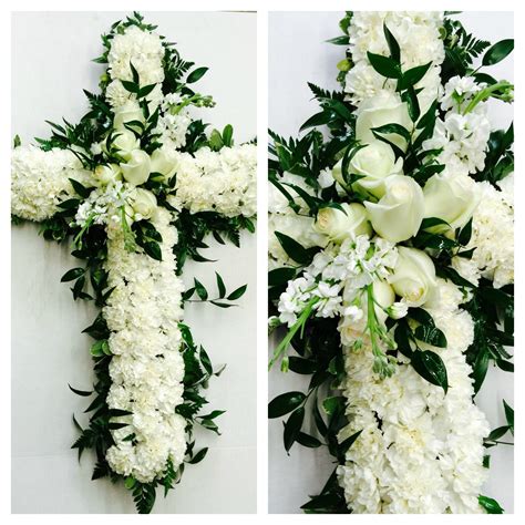 Classic all white sympathy cross for family service so beautiful ...