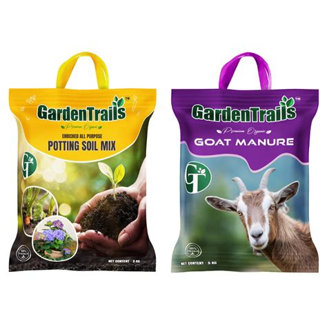 GardenTrails Enriched All Purpose Potting Soil - 5 Kg and Goat Manure
