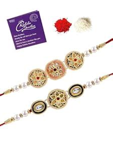 Sukkhi Rakhi Indian Kundan & Pearls Designer Meenakari Gold Plated ...